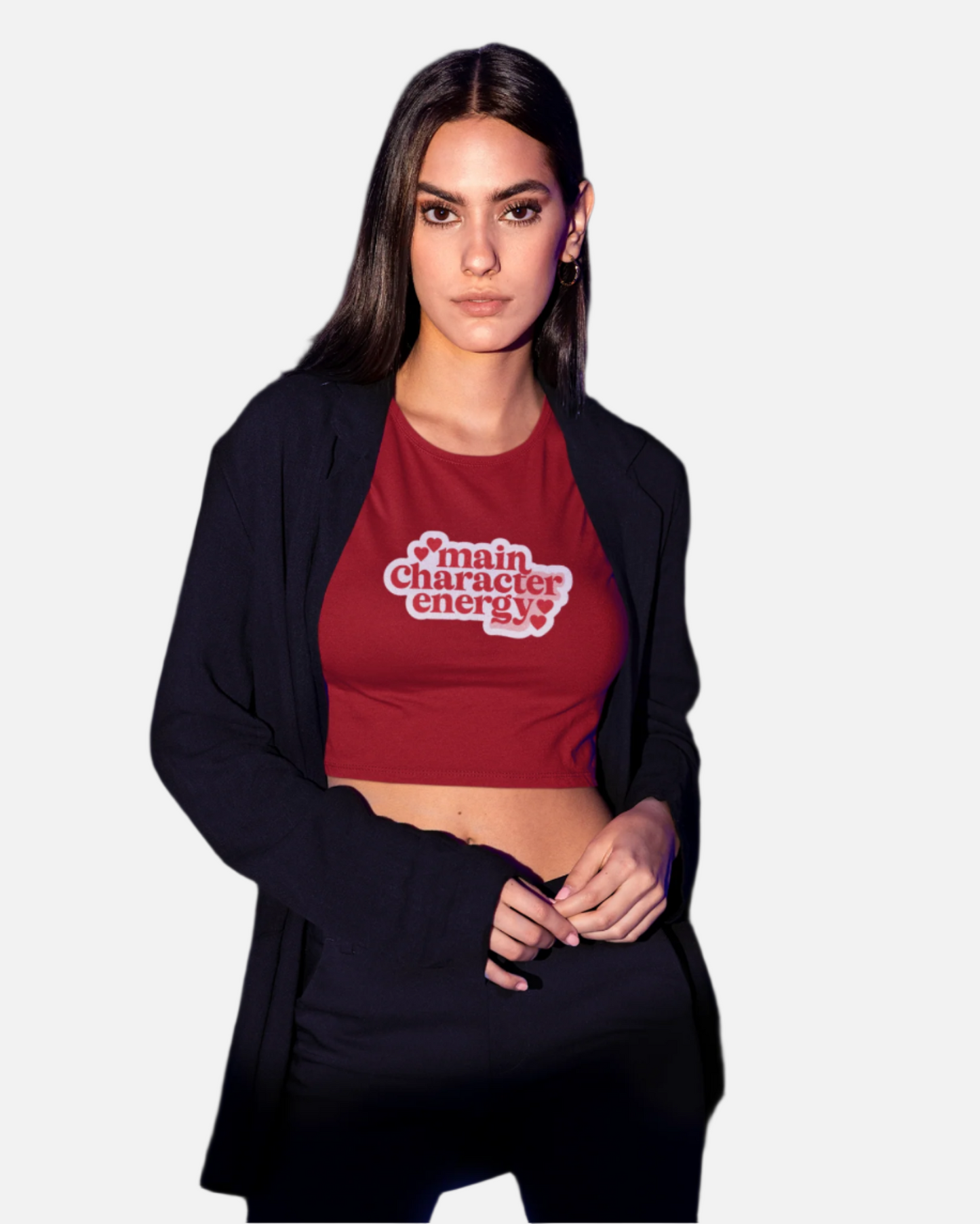 Main Character Energy Red Crop Top