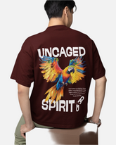 Uncaged Spirit Maroon Oversized T-shirt