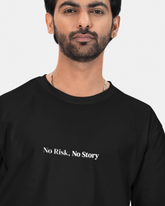 No Risk, No Story Black Oversized T-shirt
