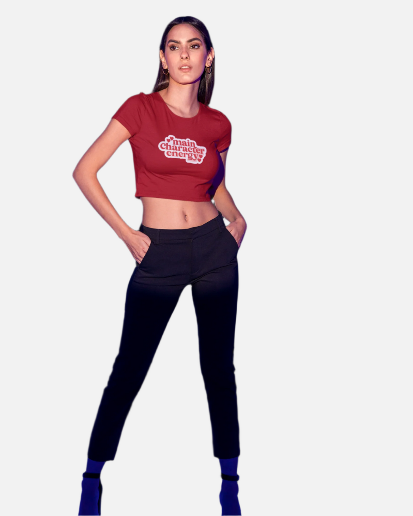 Main Character Energy Red Crop Top