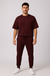 Maroon Oversized T-shirt With Jogger Coord