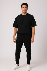 Black Oversized T-shirt With Jogger Coord
