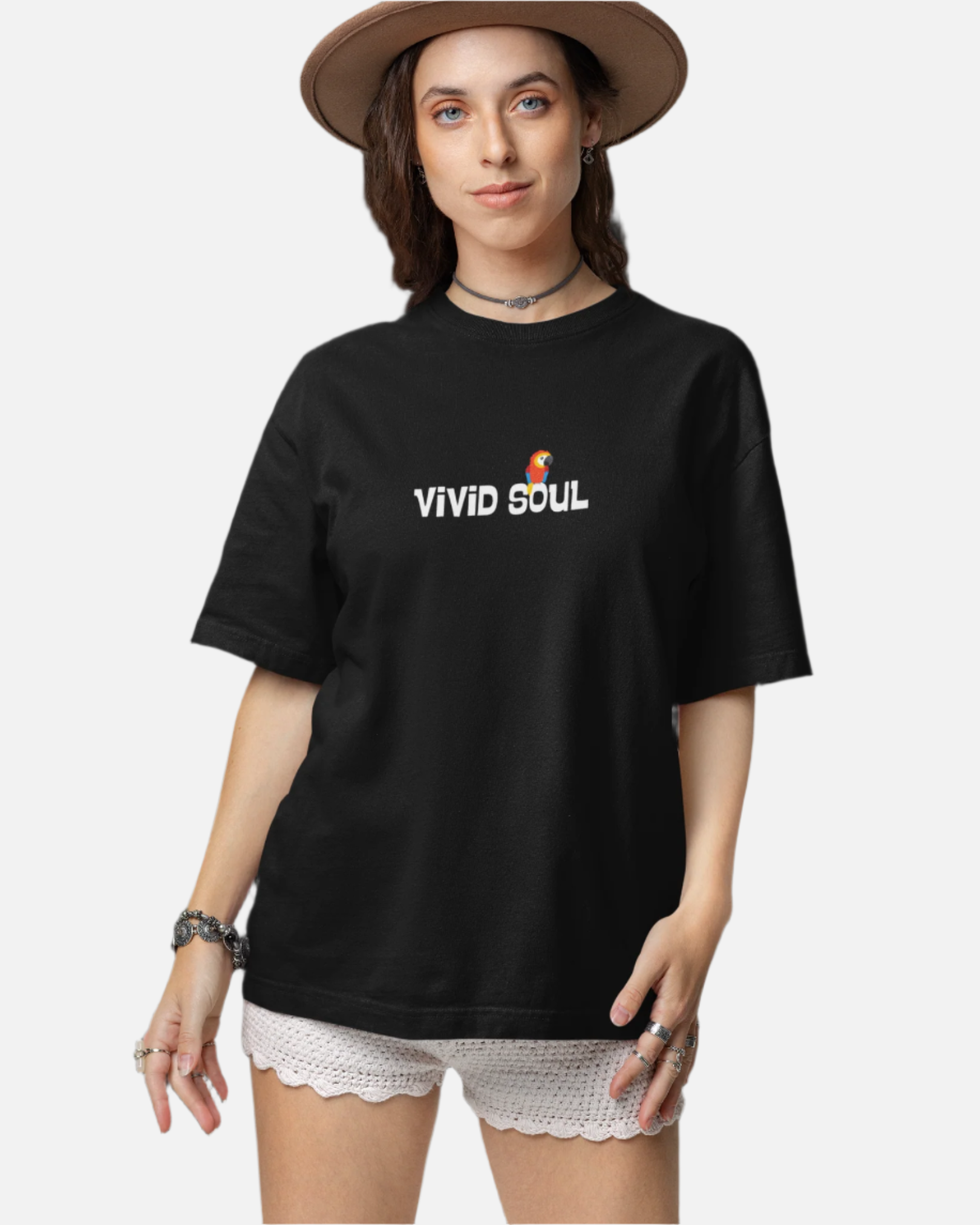 Uncaged Spirit Black Oversized T-shirt