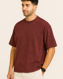 Maroon Acid Washed Oversized T-shirt