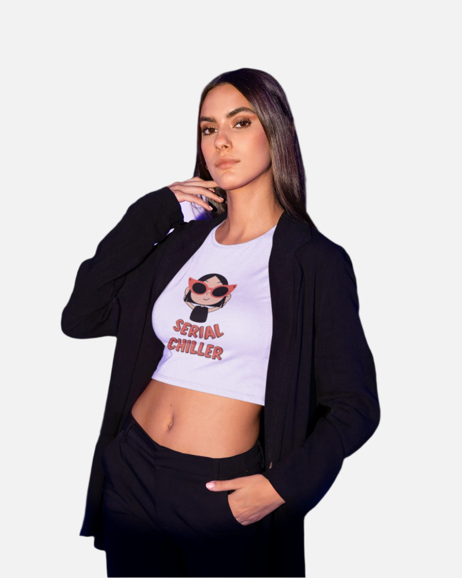 Serial Chiller White Crop Top