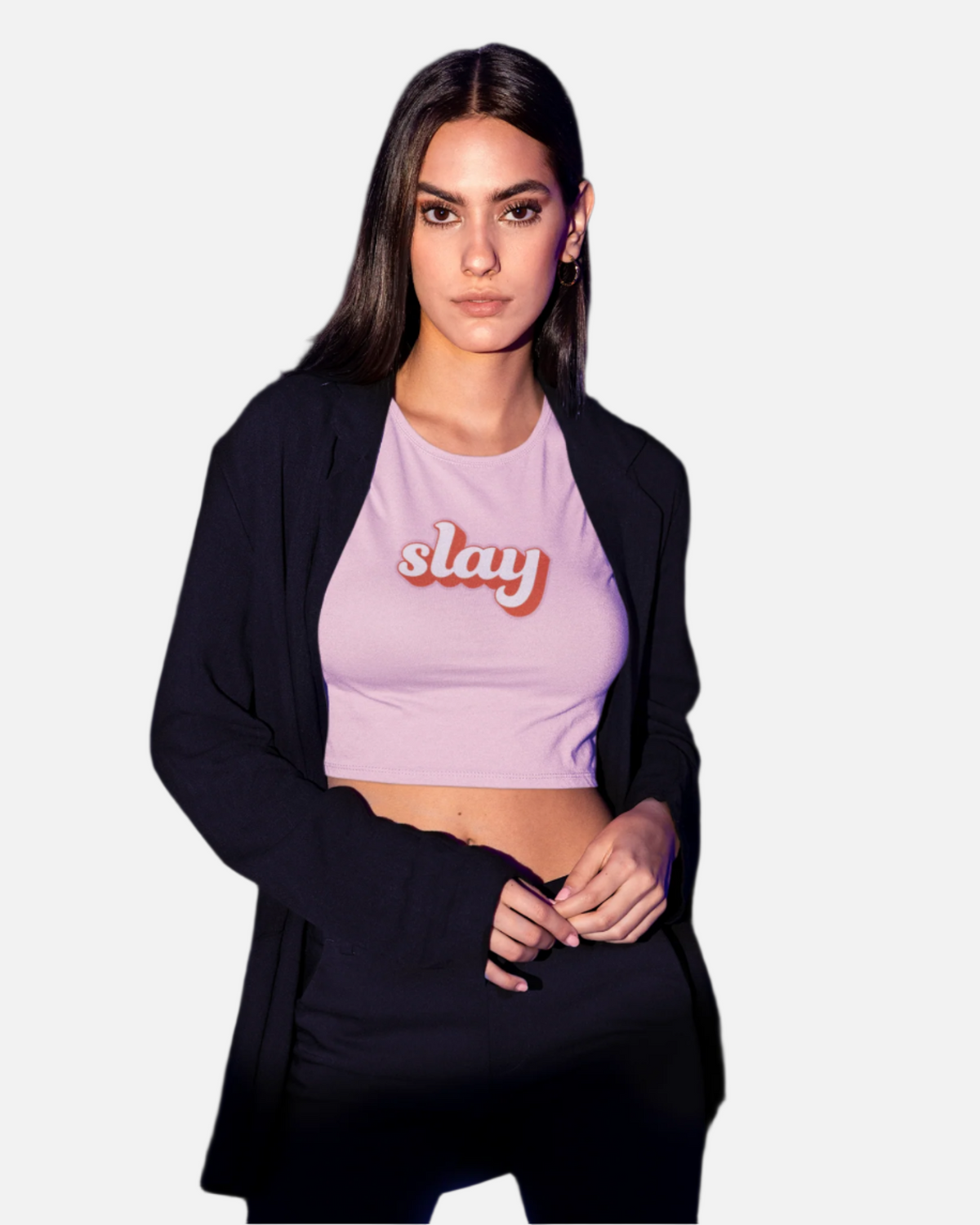 Slay Baby Pink Crop Top