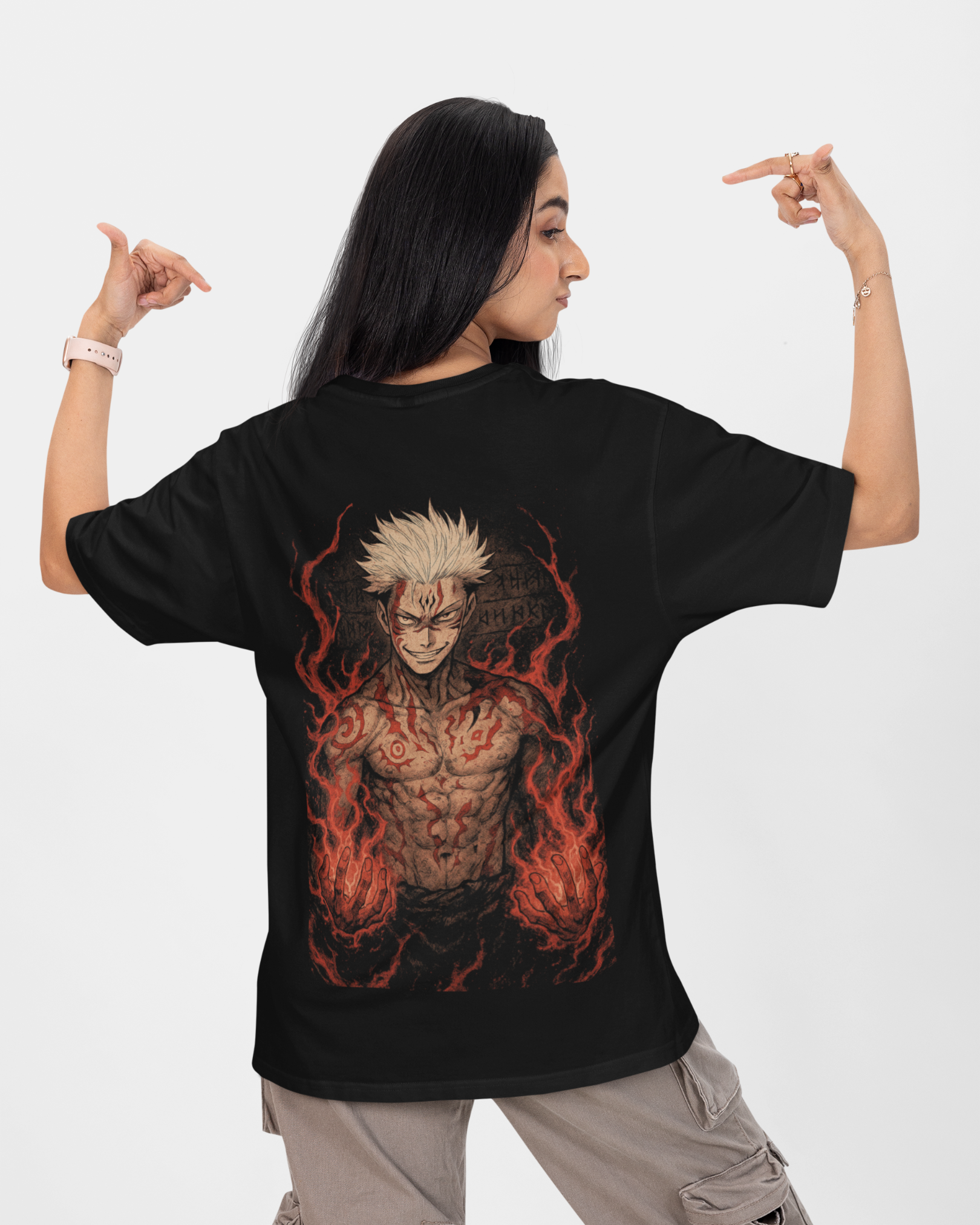 Cursed Flame Black Oversized T-shirt