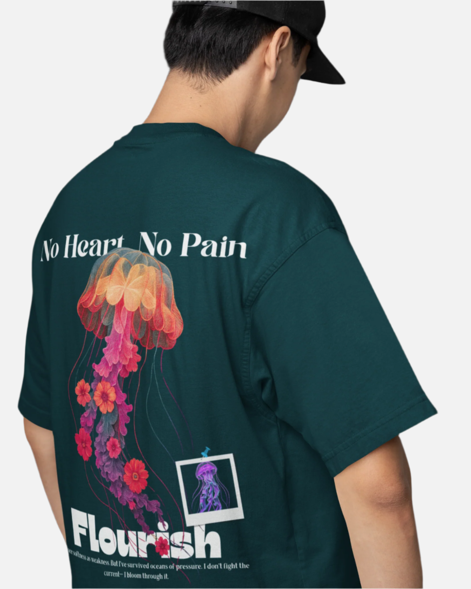 Flourish Petrol Blue Oversized T-shirt
