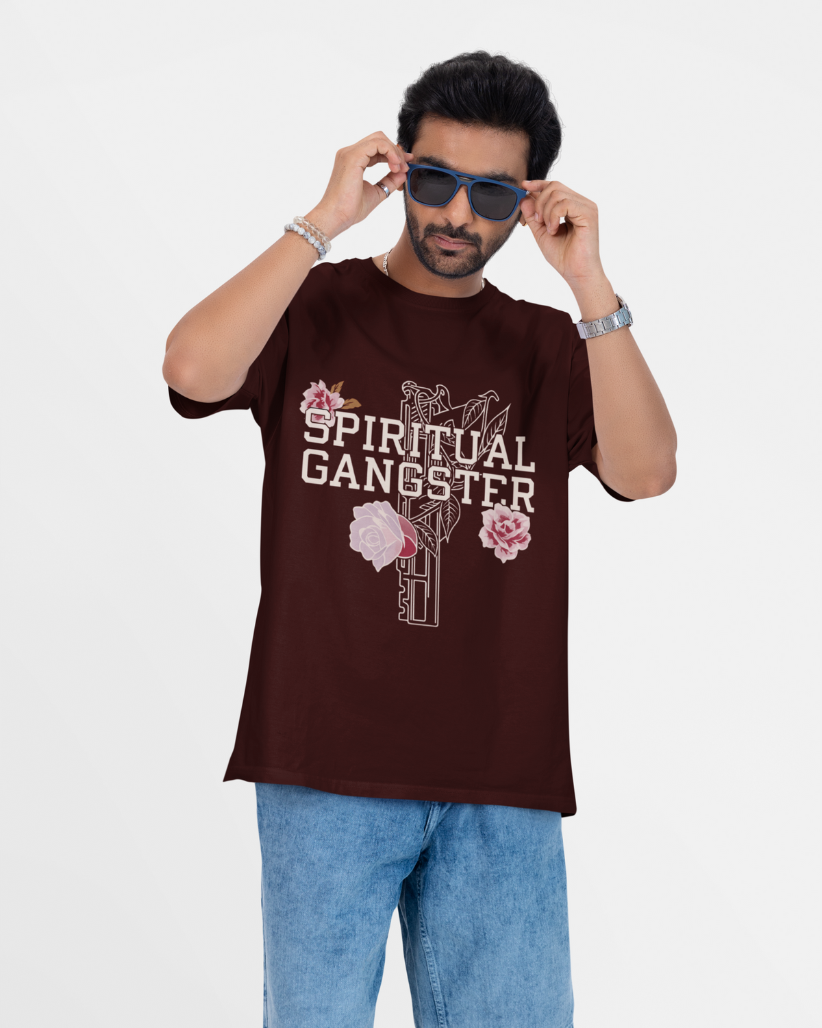 Spiritual Gangster Maroon Oversized T-shirt