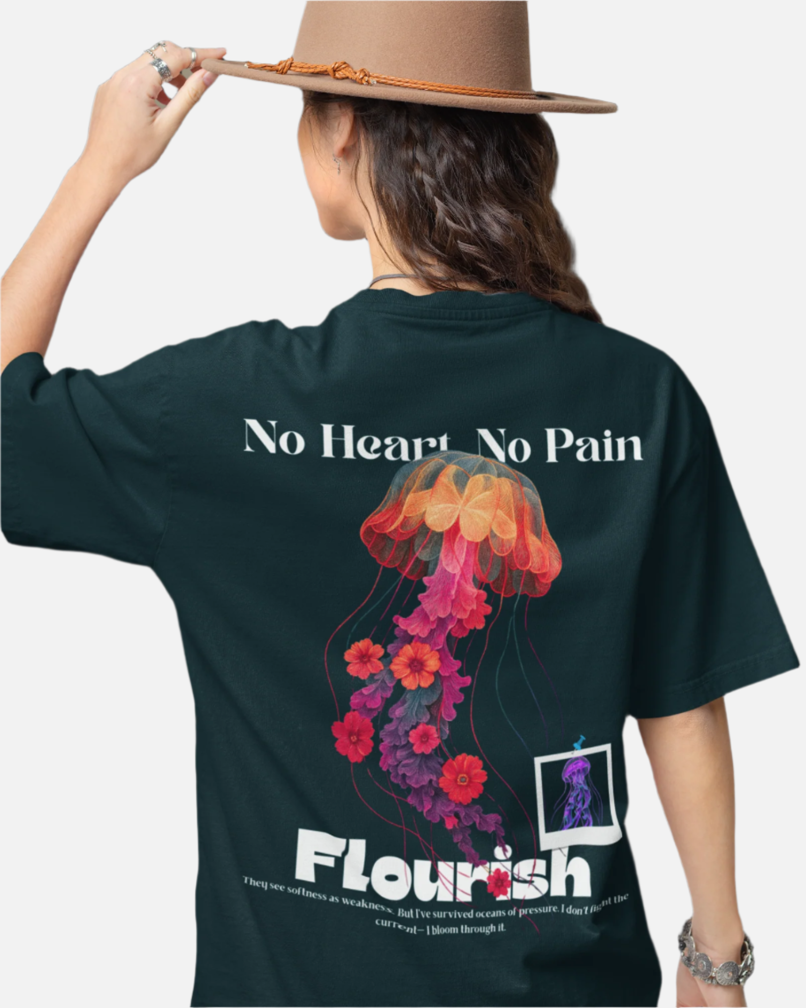 Flourish Petrol Blue Oversized T-shirt
