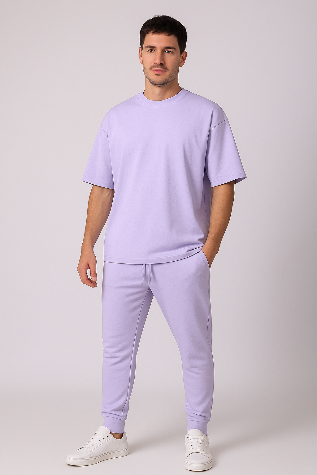 Lavender Oversized T-shirt with Jogger Coord