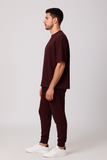 Maroon Oversized T-shirt With Jogger Coord