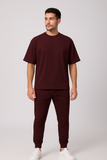 Maroon Oversized T-shirt With Jogger Coord