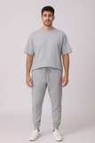 Grey Melange Oversized T-shirt with Jogger Coord