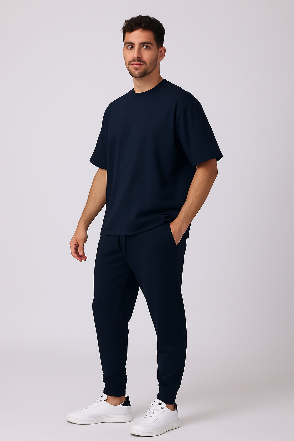 Navy Oversized T-shirt With Jogger Coord