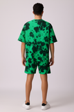 Green Black Oversized T-shirt with Shorts Coords