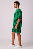 Green Black Oversized T-shirt with Shorts Coords