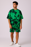 Green Black Oversized T-shirt with Shorts Coords
