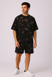 Brown Black Oversized T-shirt with Shorts Coords