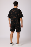 Brown Black Oversized T-shirt with Shorts Coords