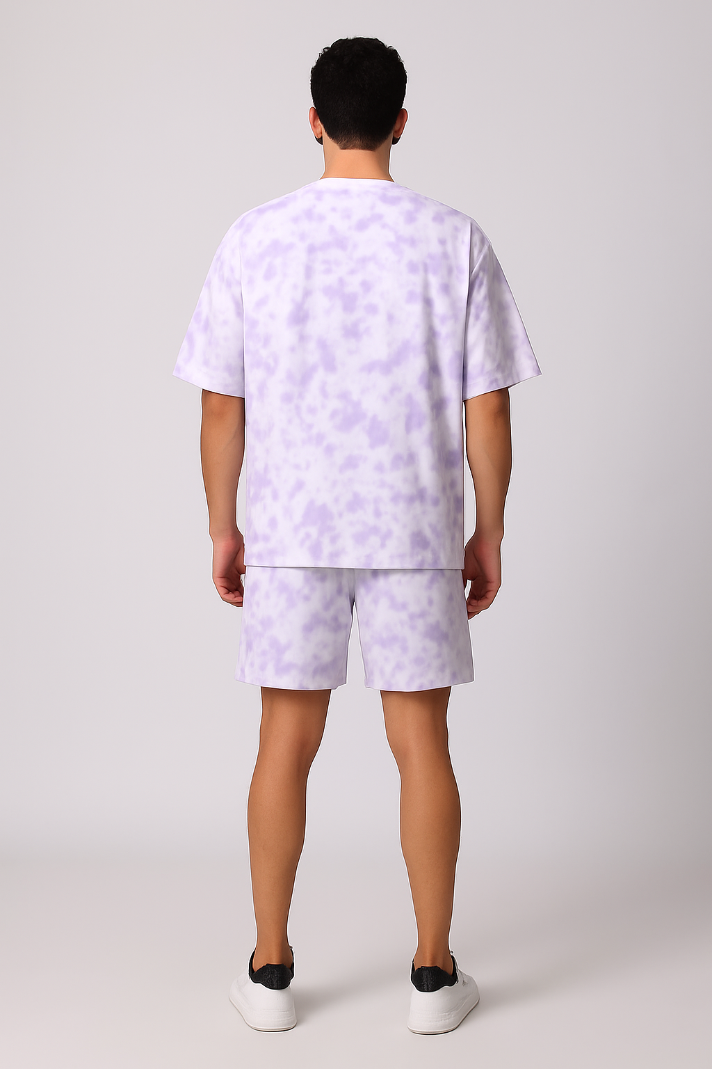 White Lavender Oversized T-shirt with Shorts Coords