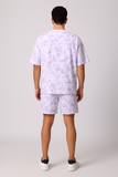 White Lavender Oversized T-shirt with Shorts Coords