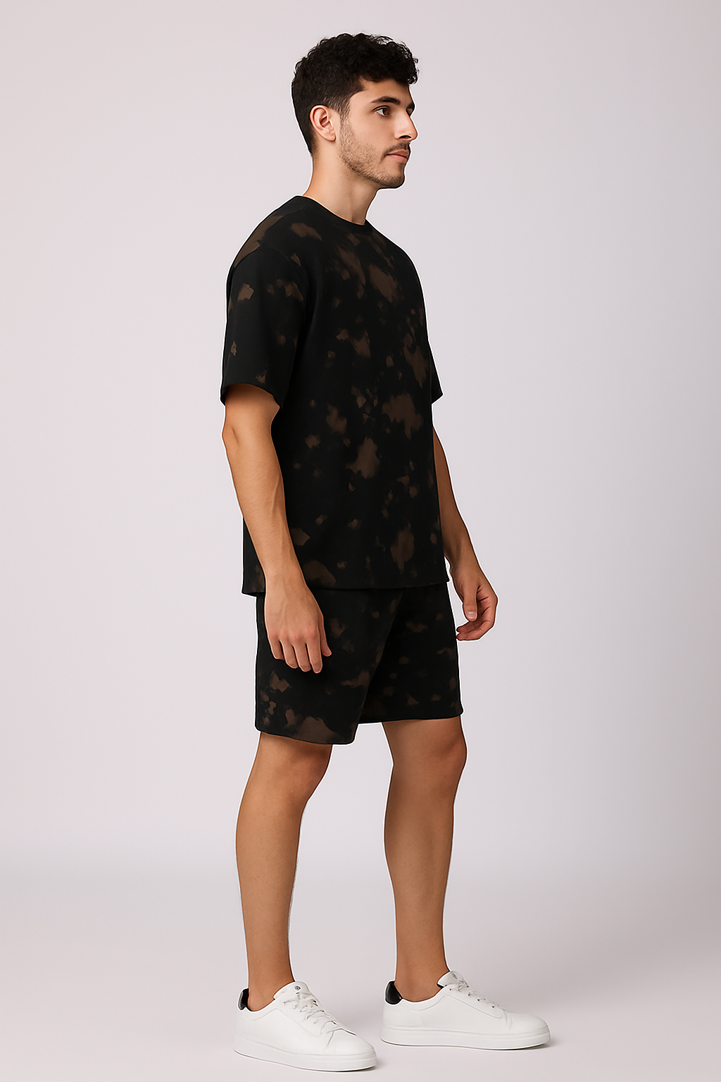 Brown Black Oversized T-shirt with Shorts Coords