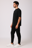Black Oversized T-shirt With Jogger Coord