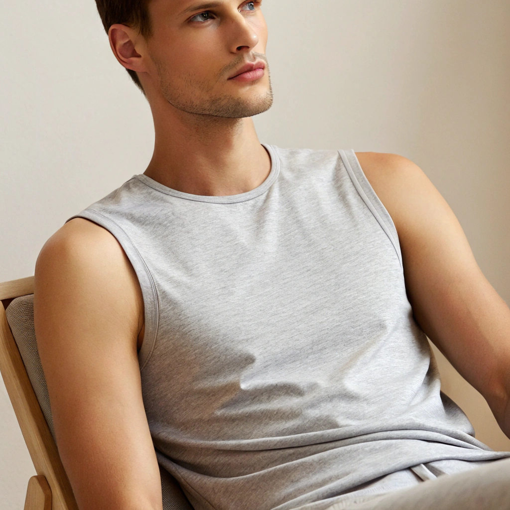 Everyday Sleeveless T-shirt- Gray Melange