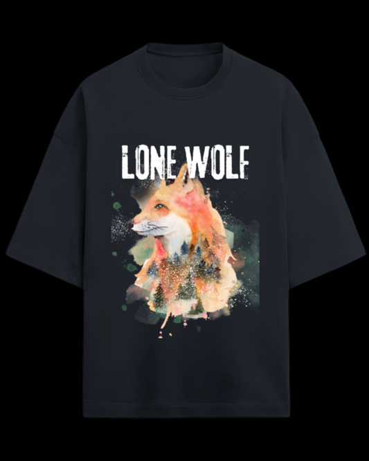 Lone Wolf Navy Blue Unisex Oversized T-shirt