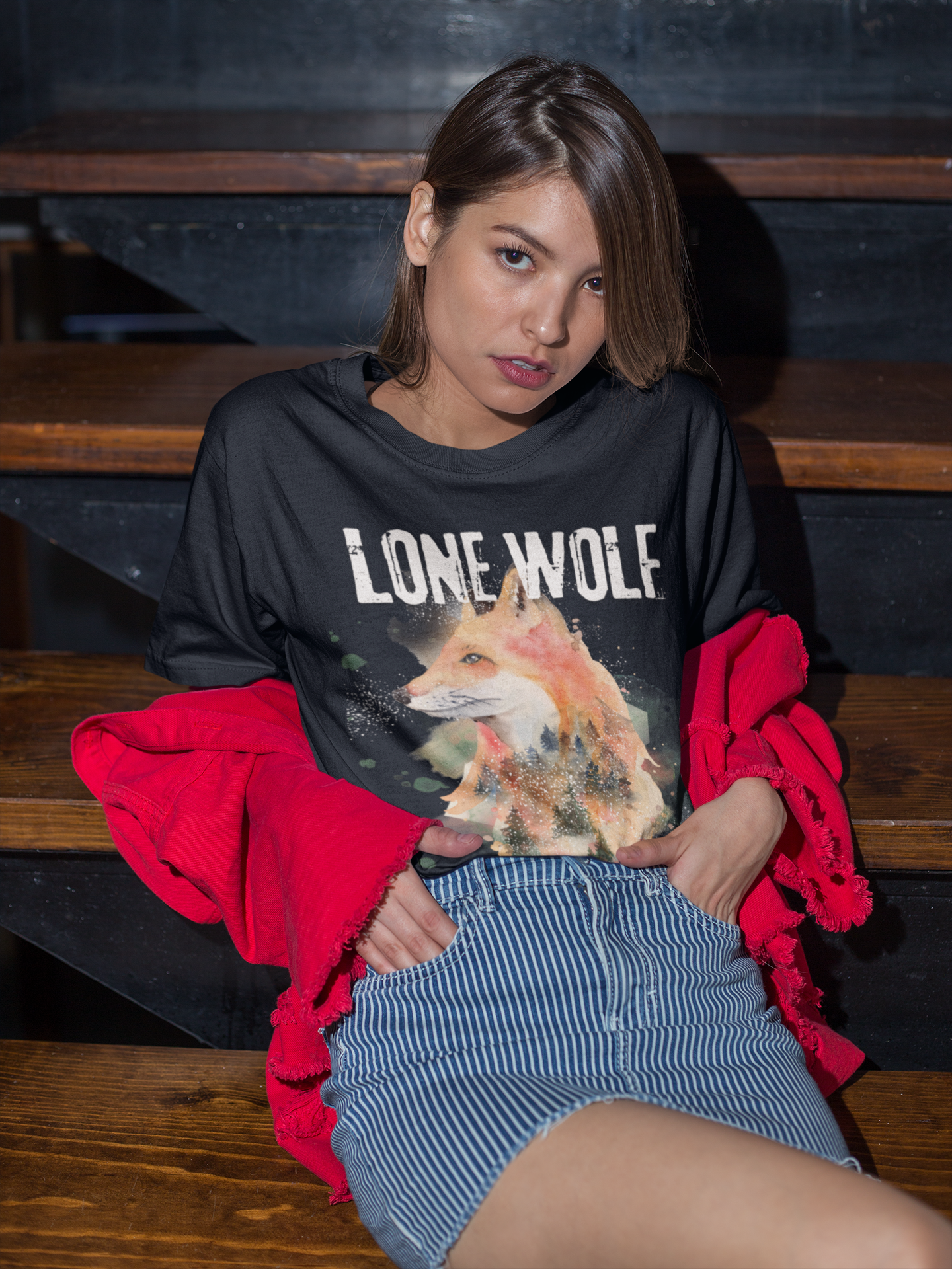 Lone Wolf Navy Blue Unisex Oversized T-shirt